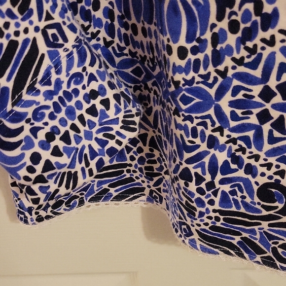 Lily Pulitzer 96% cotton Blue and White v-neck pullover hoodie SzXL - Picture 4 of 6